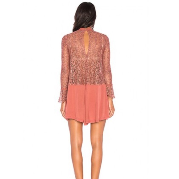 Free People Secret Origins Lace Tunic Dusty Mauve, Long Bell Sleeve NWT - Picture 2 of 8